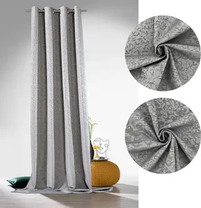 Тепловая штора , затемняющая штора, штора с люверсами, жаккардовое затемняющее покрытие, декоративная штора, непрозрачная, изолирующая, 245 x 135 см (В x Ш), тип 829, антрацитовый - орнаменты heimtexland