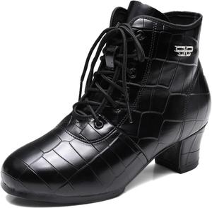 Женские латинские танцевальные туфли для сальсы, каблук 3,5 см, кожаные тренировочные туфли для девочек и детей Hiuzylqx, черный