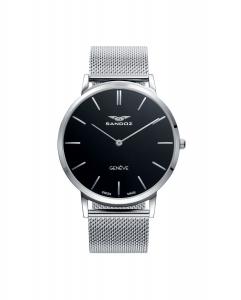 Мужские часы с двумя стрелками и стальным ремешком из миланской сетки Sandoz, серебро