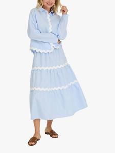 Джонна миди-юбка с контрастным фигурным краем A-VIEW, Light Blue