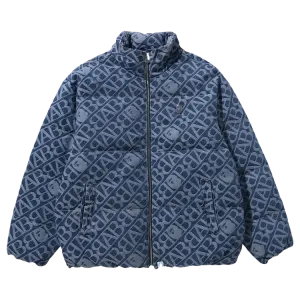Куртка BAPE Denim Monogram Puffer Down 'Blue', синий