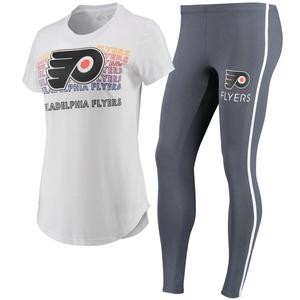 Женский комплект из футболки и леггинсов Concepts Sport белого/темно-серого цвета Philadelphia Flyers Sonata