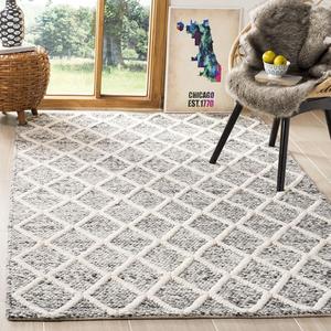 Ковер SAFAVIEH, 183 x 183 см, Natura Collection, Ivory & Black, ручной работы марокканский узор Trellis, хлопковый, идеально для помещений с высокой проходимостью в гостиной, спальне (NAT711C)