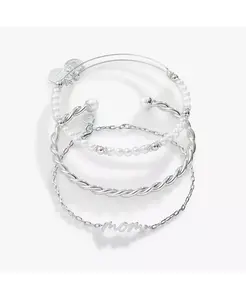 Набор из 3 браслетов с надписью «Мама» Alex And Ani, silver