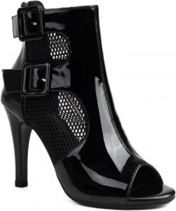 Женские модные босоножки с открытым носком на шпильке, высокие каблуки, сетчатые с молнией, женские танцевальные элегантные ботильоны JOEUSTY, Black-2.75Inch Heel