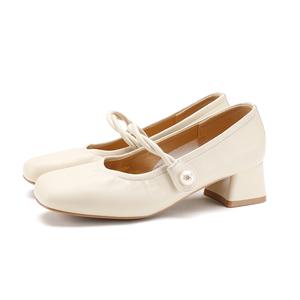 Туфли Мэри Джейн на массивном каблуке для женщин FOXER, Beige
