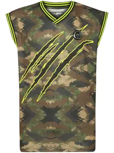 Топ с камуфляжным принтом и логотипом Plein Sport, зеленый