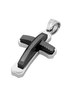 Adeliás Мужской кулон - крест из нержавеющей стали, серебристый