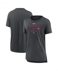 Женская футболка цвета Heather Charcoal Atlanta Braves Authentic Collection Early Work Tri-Blend Nike