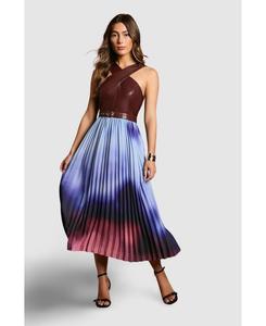 Женское платье миди из искусственной кожи с перекрестным вырезом и поясом Coast, Burgundy