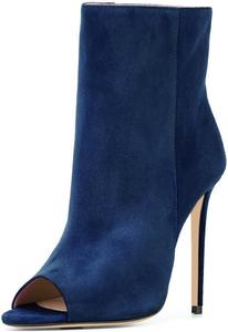 Элегантные женские ботильоны на высоком каблуке с острым носком XYD, из искусственной замши, с открытым носком, Navy