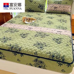 Fuanna Простыня на резинке из молочного вельвета 180х200 см, утепленная, цвет Huayi-Green