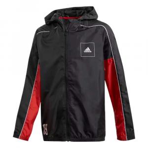 Adidas Детская куртка, черный/свежий красный/белый