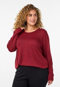 Блуза Zizzi MIT ZIERKNÖPFEN, Cabernet Mélange/Mottled Red