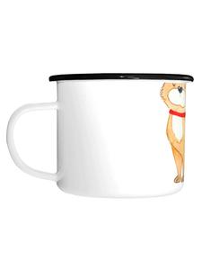 Эмалированная кружка XL "Собачья удача" с поговоркой белого цвета Mr. & Mrs. Panda