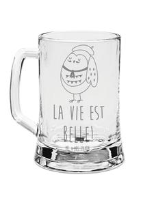 Пивная кружка сова Франция с надписью на прозрачном фоне Mr. & Mrs. Panda