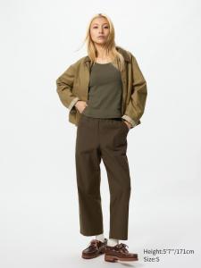 Хлопковые брюки свободного кроя до щиколотки Uniqlo, 37 brown