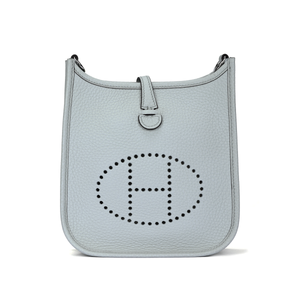 HERMES Сумка через плечо Evelyne Clemence Bullock Leather Crossbody Bag, 16, женская, 08 Bleu Pale Grail Blue