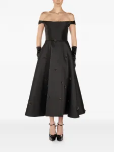 Украшенное платье миди с открытыми плечами Araftu, черный