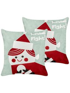 Beliani Комплект из 2 декоративных подушек с рисунком "Пудинг" в красно-зелено-белой цветовой гамме