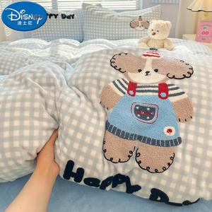 Disney Комплект постельного белья 4 предмета, простыня 180x200 см, для одеяла 200x230 см, ткань молочный бархат, вышивка, цвет papagou