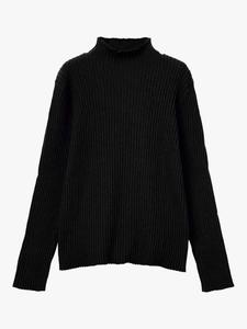 Детский джемпер с высоким воротником и длинными рукавами из хлопковой смеси Benetton, Black