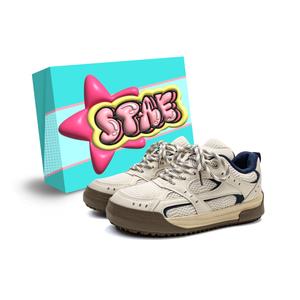 Женские нескользящие износостойкие низкие кроссовки для скейтбординга. Коробка в комплекте STAE, Beige Blue