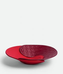 Поднос Interlocking Leather Tray - M BOTTEGA VENETA, бордовый