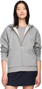Женская толстовка свободного кроя с капюшоном на молнии TOMMY HILFIGER, коллекция 2024, размер M, черный, Grey Heather.