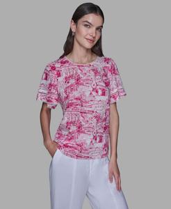 Женская блузка с принтом и отделкой KARL LAGERFELD PARIS, Rouge/Olive Multi