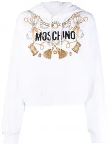 Худи из органического хлопка с логотипом Moschino, белый
