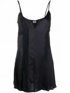 Атласное платье-комбинация со вставками Diesel, черный