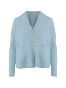 Кардиган с V-образным вырезом и накладными карманами Allude, синий