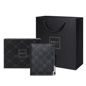 Кожаный кошелёк среднего размера мужской чёрный GOLF из ПВХ с синтетическим покрытием, чёрный (улучшенная упаковка)