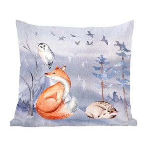 MuchoWow Декоративная подушка Диванная подушка Декоративная подушка для гостиной 45 x 45 см Лиса - Зима - Картина - Чехлы на подушки - Декоративные чехлы на подушки - Декоративные наволочки
