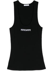 Patrizia Pepe топ с вышитым логотипом, черный