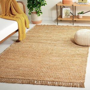 Ковер SAFAVIEH, 183 x 183 см, Natural Fiber Collection - Natural & Ivory, ручное плетение с бахромой и кистями из джута, идеально для гостиной, спальни, столовой (NF816A-6SQ)