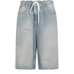 Джинсовые шорты с потертостями и нашивкой Logo Patch MM6 Maison Margiela, синий