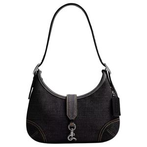 Джинсовая сумка хобо, женская большая черная COACH