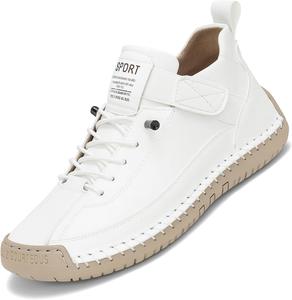 Комфортные ортопедические кроссовки, женская обувь ручной работы из кожи, удобные мягкие ботинки с поддержкой свода для мужчин Fokzih, белый