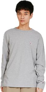 Мужская базовая футболка с длинным рукавом Champion C3-P401Z, длинный рукав, круглый вырез, 100% хлопок, вышивка логотипа в одну точку, футболка с длинным рукавом, мужская базовая модель, серый