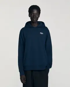 Мужская толстовка с капюшоном и логотипом Sandro, синий