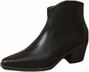 Женские ботильоны MGGMOKAY на низком каблуке, короткие сапожки для женщин с острым носком, вестерн-бутильоны с молнией, модные ковбойские туфли, Black