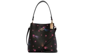 Городская сумка-ведро из галечной кожи, женская маленькая черная COACH