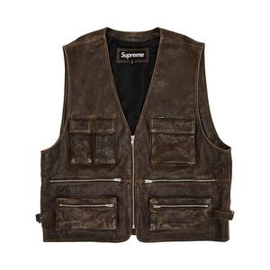 Утепленный жилет Supreme Leather Cargo Vest, Brown