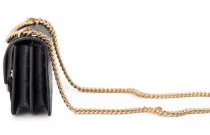 PINKO Сумка через плечо Cow Leather Chain Bag, черная/черное золото