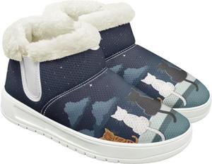 Женские зимние ботинки с утепленной меховой подкладкой, ботинки на зиму для прогулок на улице Fuojuvelie, Cat Theme