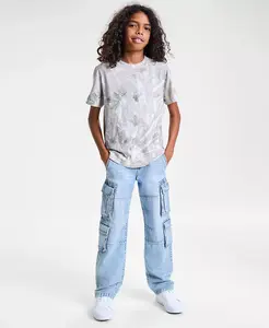 Футболка Essential для мальчиков и мешковатые хлопковые джинсовые карго-штаны Abercrombie, синий