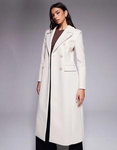 Удлиненное элегантное пальто Forever New кремового цвета
