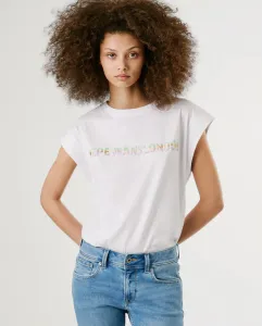 Женская футболка с круглым вырезом и разноцветным логотипом Pepe Jeans, белый